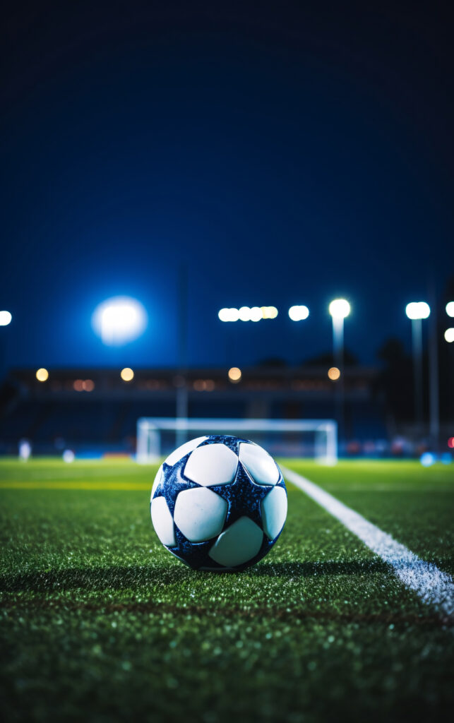 vista de la pelota de futbol en el campo